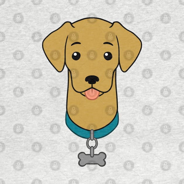 Cartoon Illustrated Golden Labrador Retriever With Dog Bone Collar by RosemaryRabbit